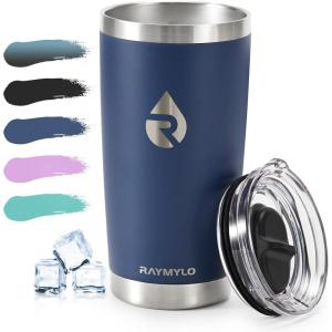 20 oz Coffee Tumbler – Insulated Stainless Steel Travel Mug for Hot/Cold, Spill Proof with BPA-Free Detachable Lid, Coffee Cup Fits Most Car holder, Includes Chic Stickers, Indigo/Black(Navy Blue)