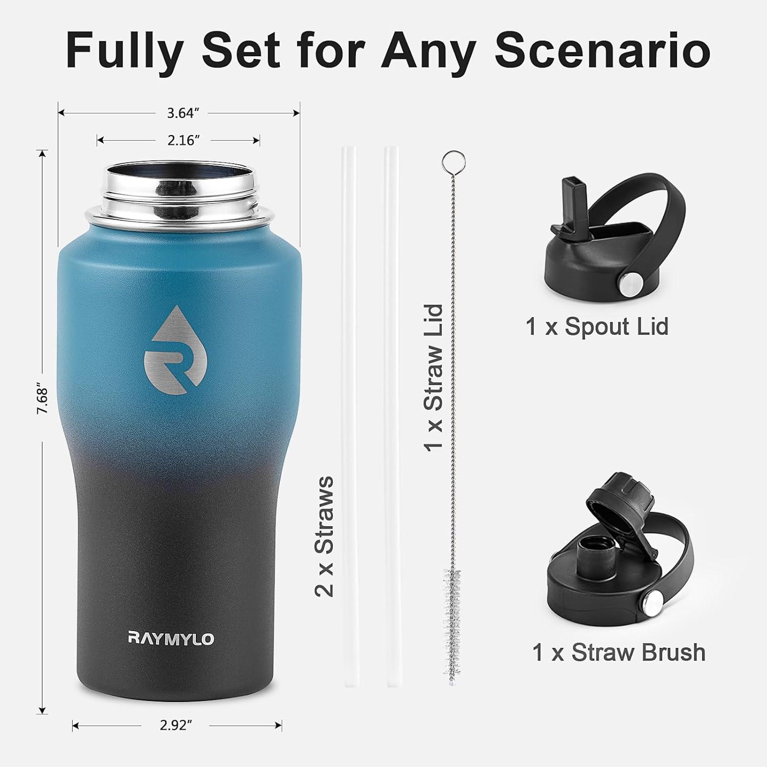 imageInsulated Water Bottle 40oz Cold for 48 Hrs Stainless Steel Water Bottle with Handle ampamp Straw Lid ampamp Paracord Handle Triple Wall Vacuum Leakproof Travel Flask Fit in Any Car Cup HolderIndigoBlack Gradient