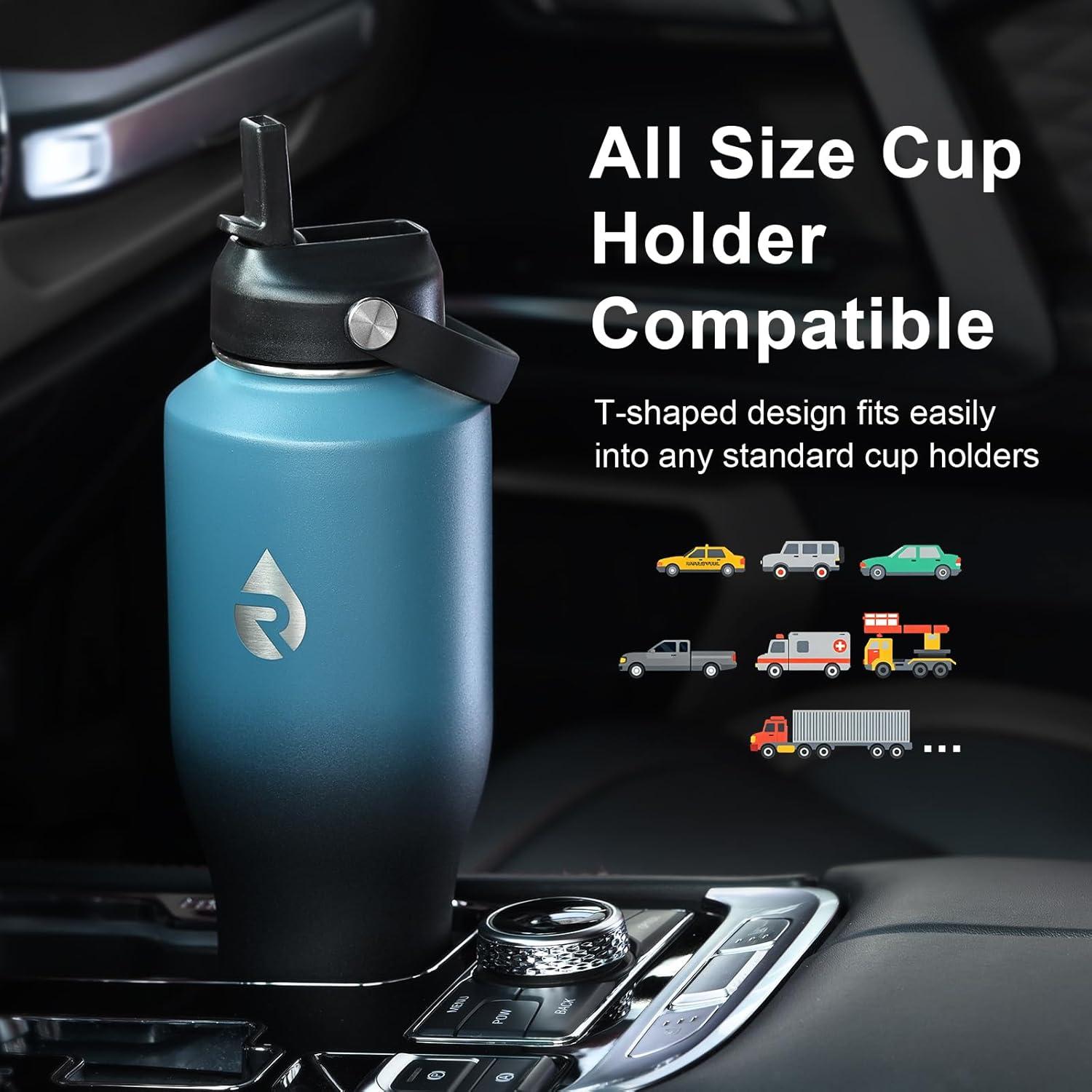 imageInsulated Water Bottle 40oz Cold for 48 Hrs Stainless Steel Water Bottle with Handle ampamp Straw Lid ampamp Paracord Handle Triple Wall Vacuum Leakproof Travel Flask Fit in Any Car Cup HolderIndigoBlack Gradient