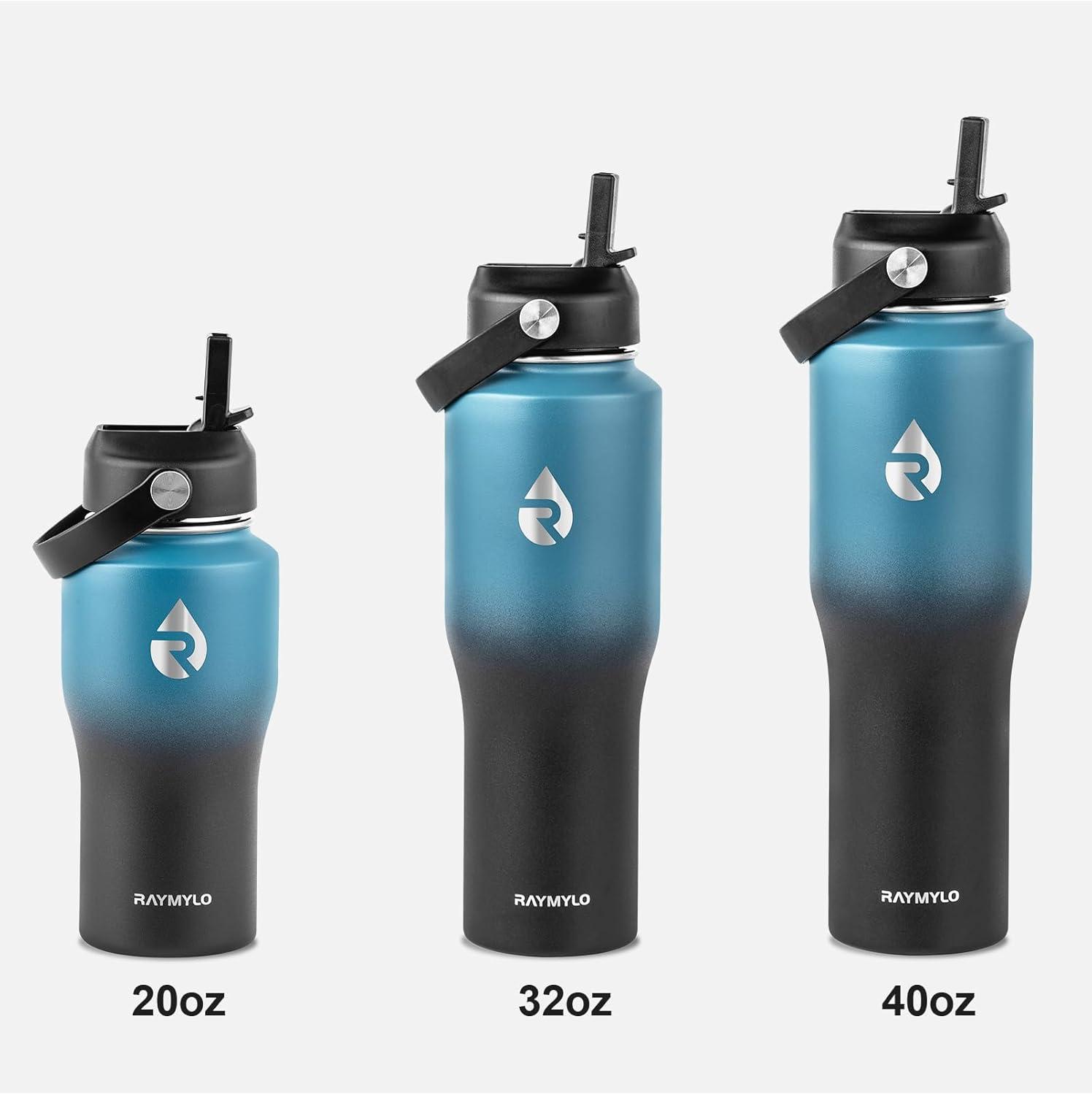 imageInsulated Water Bottle 40oz Cold for 48 Hrs Stainless Steel Water Bottle with Handle ampamp Straw Lid ampamp Paracord Handle Triple Wall Vacuum Leakproof Travel Flask Fit in Any Car Cup HolderIndigoBlack Gradient