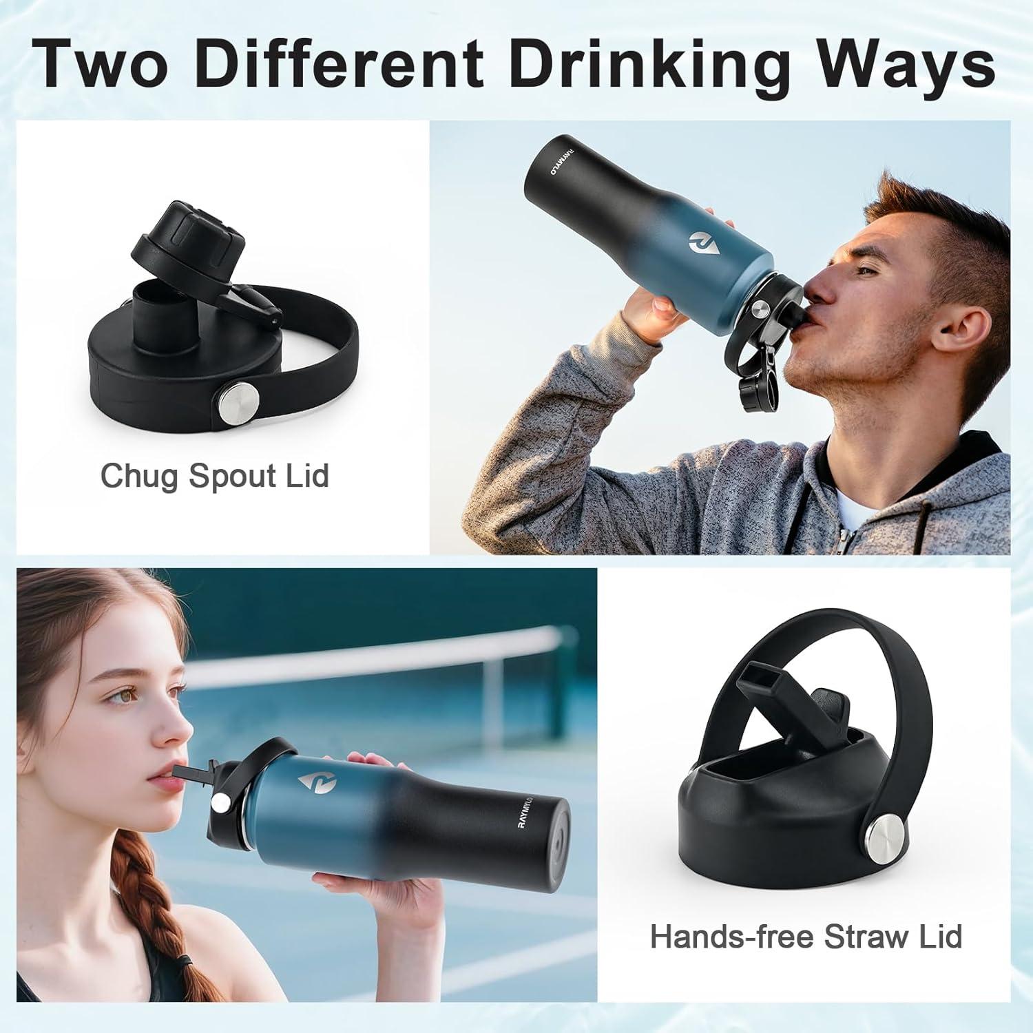 imageInsulated Water Bottle 40oz Cold for 48 Hrs Stainless Steel Water Bottle with Handle ampamp Straw Lid ampamp Paracord Handle Triple Wall Vacuum Leakproof Travel Flask Fit in Any Car Cup HolderIndigoBlack Gradient