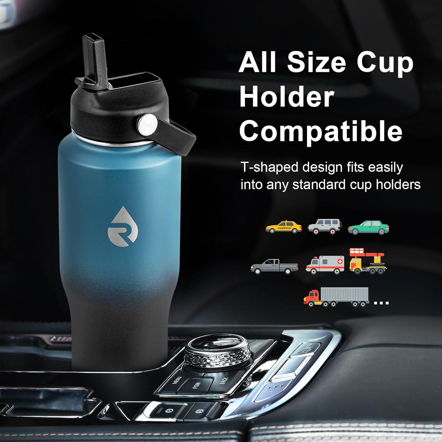 imageInsulated Water Bottle 40oz Cold for 48 Hrs Stainless Steel Water Bottle with Handle ampamp Straw Lid ampamp Paracord Handle Triple Wall Vacuum Leakproof Travel Flask Fit in Any Car Cup HolderIndigoBlack Gradient