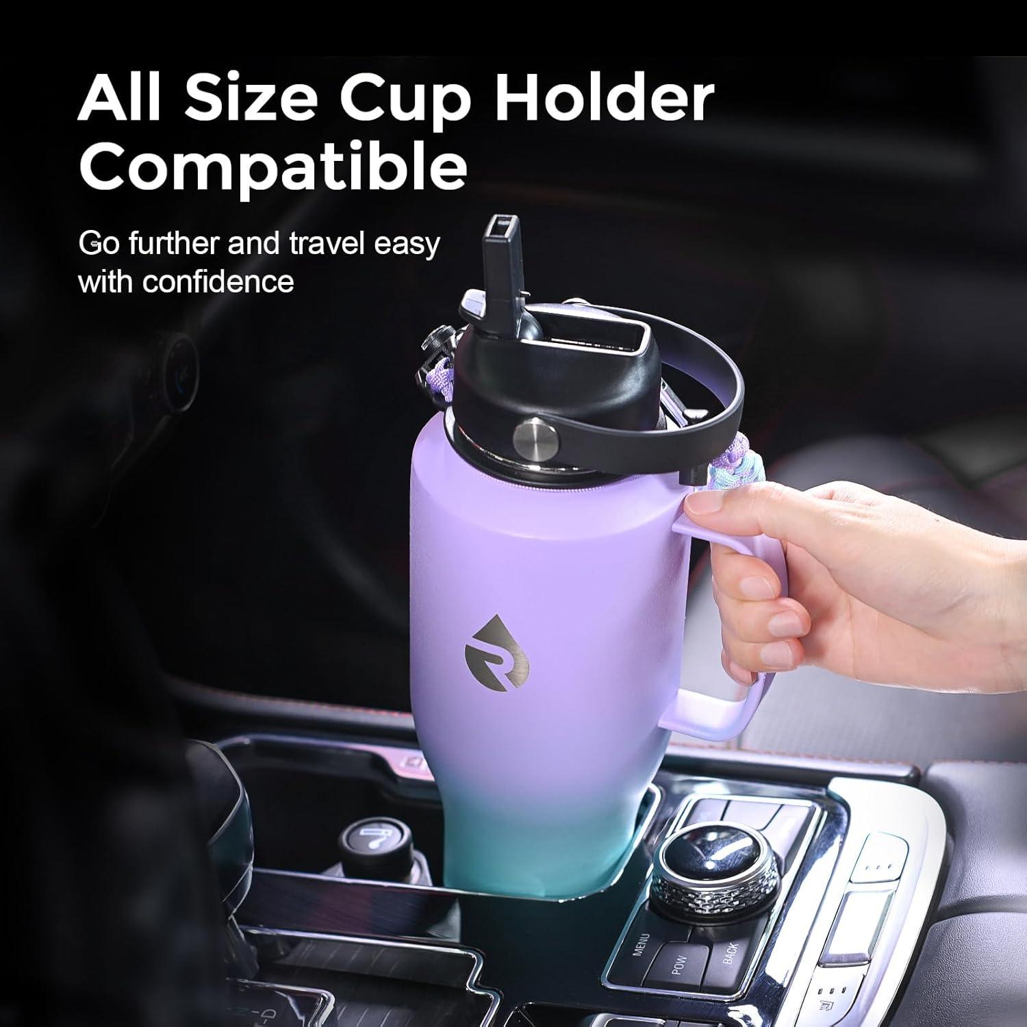 imageInsulated Water Bottle 40oz Cold for 48 Hrs Stainless Steel Water Bottle with Handle ampamp Straw Lid ampamp Paracord Handle Triple Wall Vacuum Leakproof Travel Flask Fit in Any Car Cup HolderPurplish Green