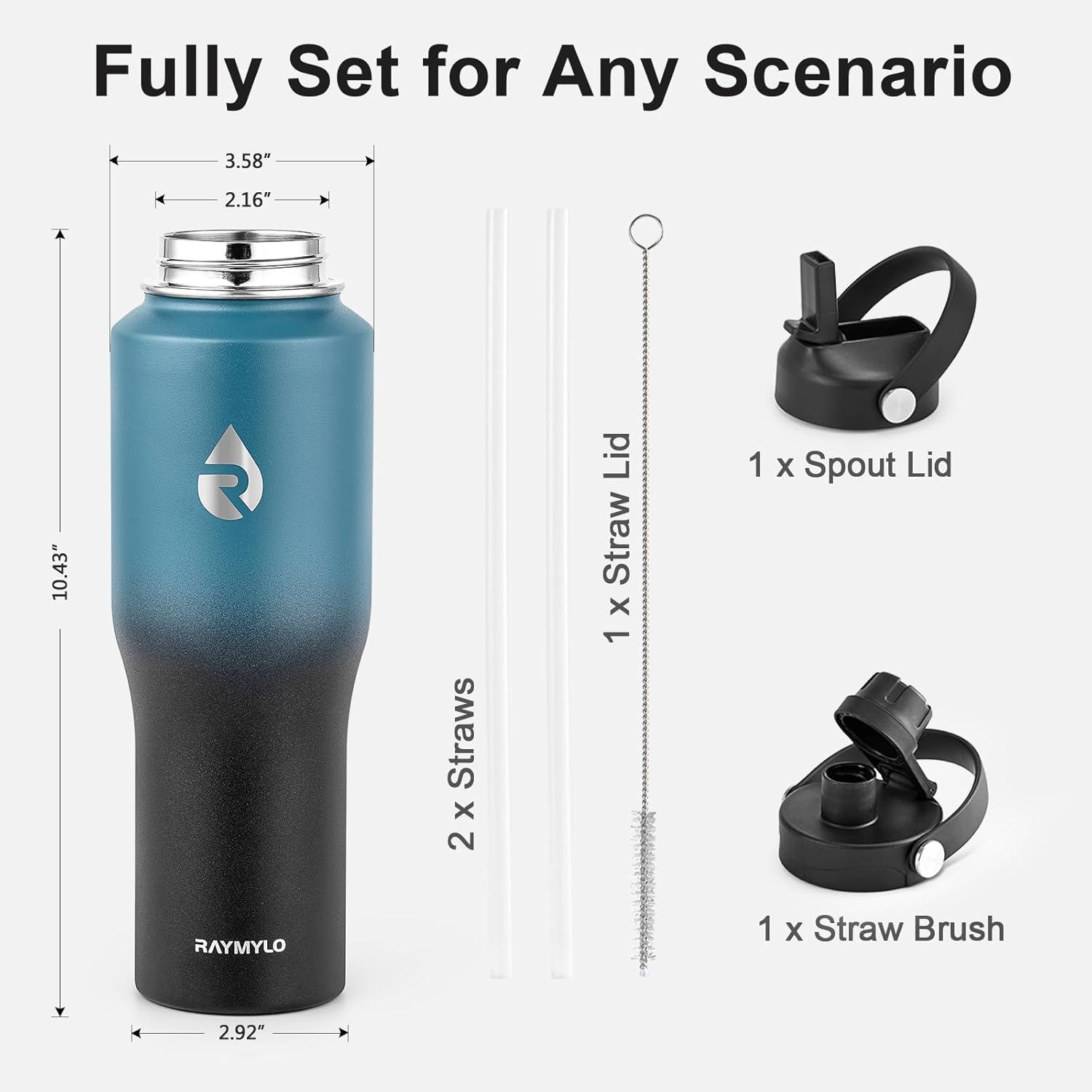 imageInsulated Water Bottle 40oz Cold for 48 Hrs Stainless Steel Water Bottle with Handle ampamp Straw Lid ampamp Paracord Handle Triple Wall Vacuum Leakproof Travel Flask Fit in Any Car Cup HolderIndigoBlack Gradient