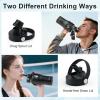 Insulated Water Bottle 40oz (Cold for 48 Hrs), Stainless Steel Water Bottle with Handle & Straw Lid & Paracord Handle, Triple Wall Vacuum Leakproof Travel Flask, Fit in Any Car Cup Holder(Pure Black)