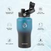 Insulated Water Bottle 40oz (Cold for 48 Hrs), Stainless Steel Water Bottle with Handle & Straw Lid & Paracord Handle, Triple Wall Vacuum Leakproof Travel Flask, Fit in Any Car Cup Holder(Indigo/Black Gradient)