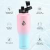 Insulated Water Bottle 40oz (Cold for 48 Hrs), Stainless Steel Water Bottle with Handle & Straw Lid & Paracord Handle, Triple Wall Vacuum Leakproof Travel Flask, Fit in Any Car Cup Holder(Pink Blue Gradient)