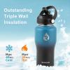 Insulated Water Bottle 40oz (Cold for 48 Hrs), Stainless Steel Water Bottle with Handle & Straw Lid & Paracord Handle, Triple Wall Vacuum Leakproof Travel Flask, Fit in Any Car Cup Holder(Indigo/Black Gradient)
