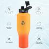 Insulated Water Bottle 40oz (Cold for 48 Hrs), Stainless Steel Water Bottle with Handle & Straw Lid & Paracord Handle, Triple Wall Vacuum Leakproof Travel Flask, Fit in Any Car Cup Holder(Orange Gradient)