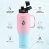 Insulated Water Bottle 40oz (Cold for 48 Hrs), Stainless Steel Water Bottle with Handle & Straw Lid & Paracord Handle, Triple Wall Vacuum Leakproof Travel Flask, Fit in Any Car Cup Holder(Pink Blue)