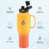 Insulated Water Bottle 40oz (Cold for 48 Hrs), Stainless Steel Water Bottle with Handle & Straw Lid & Paracord Handle, Triple Wall Vacuum Leakproof Travel Flask, Fit in Any Car Cup Holder(Ombre Orange)