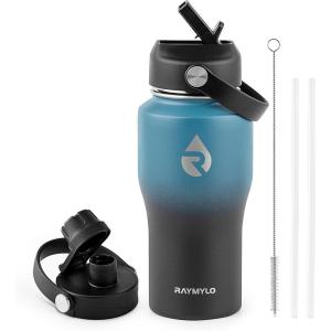 Insulated Water Bottle 40oz (Cold for 48 Hrs), Stainless Steel Water Bottle with Handle & Straw Lid & Paracord Handle, Triple Wall Vacuum Leakproof Travel Flask, Fit in Any Car Cup Holder(Indigo/Black Gradient)