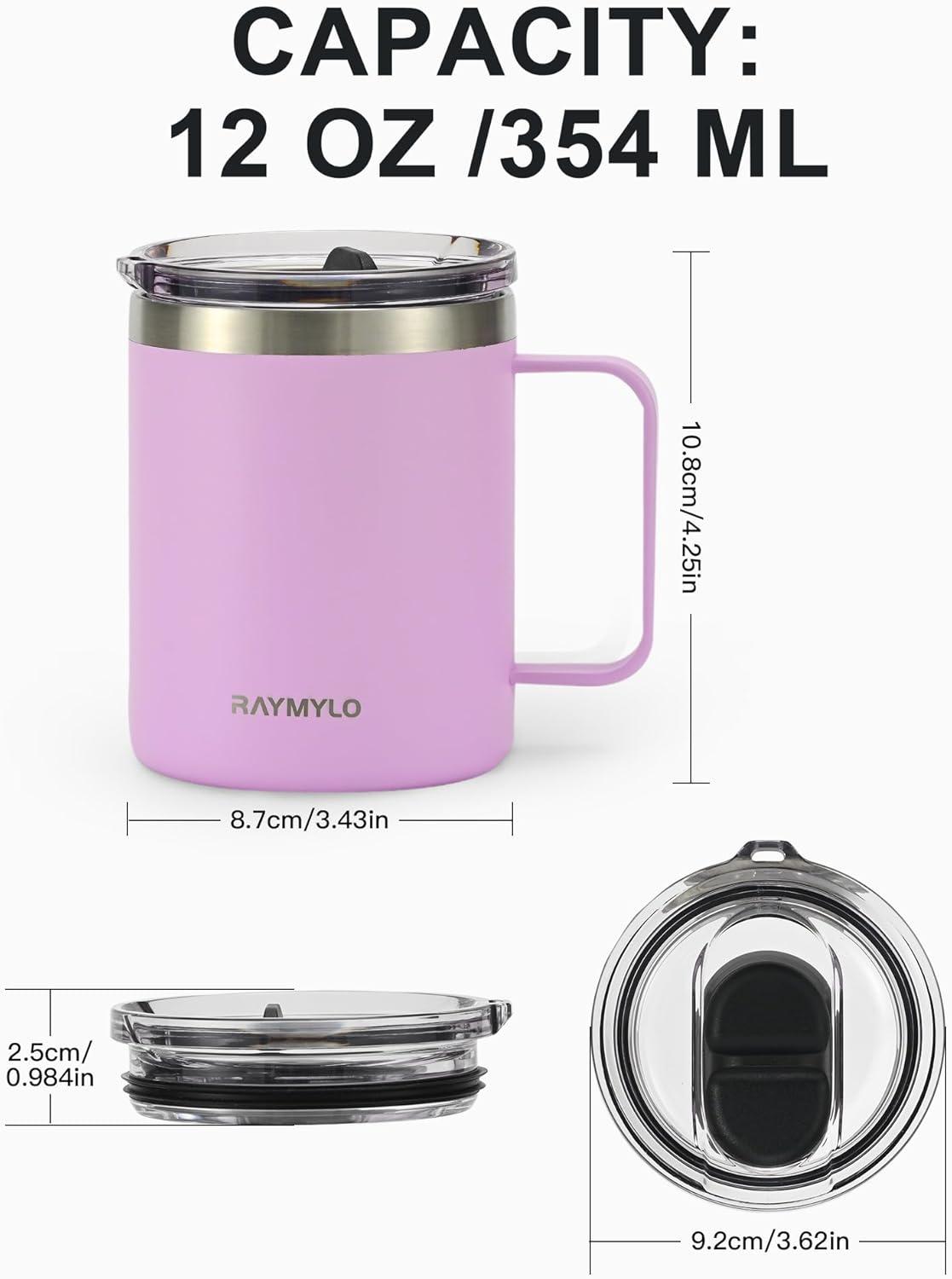 imageInsulated Coffee Mug 24 oz Double Wall Stainless Steel Coffee Mug with Lids LeakProof ampamp Detachable Slider Lid for Thorough Clean Keeps Coffee Cold for 9 Hrs Suitable for Camp Home OfficeLight Purple