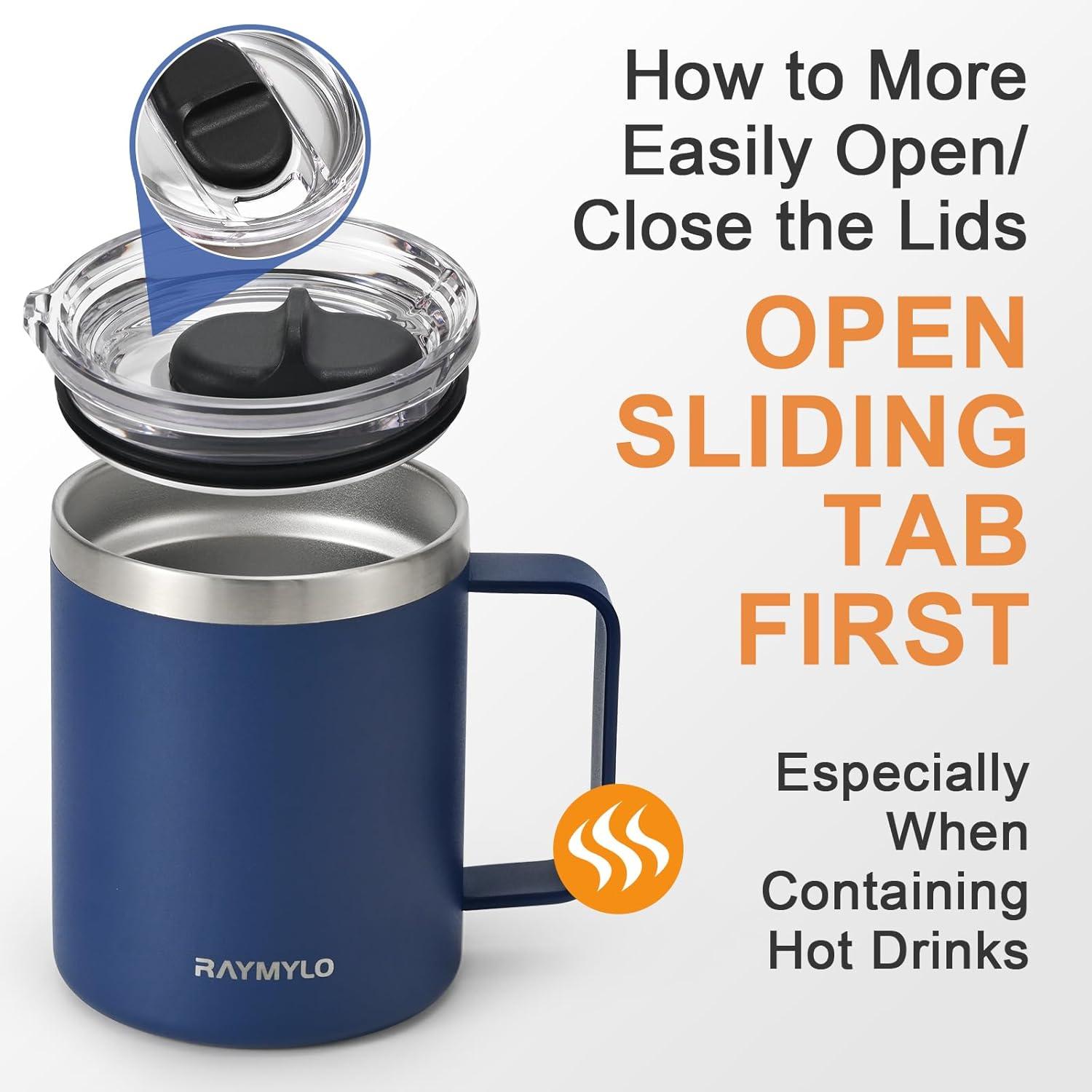 imageInsulated Coffee Mug 24 oz Double Wall Stainless Steel Coffee Mug with Lids LeakProof ampamp Detachable Slider Lid for Thorough Clean Keeps Coffee Cold for 9 Hrs Suitable for Camp Home OfficeNavy Blue