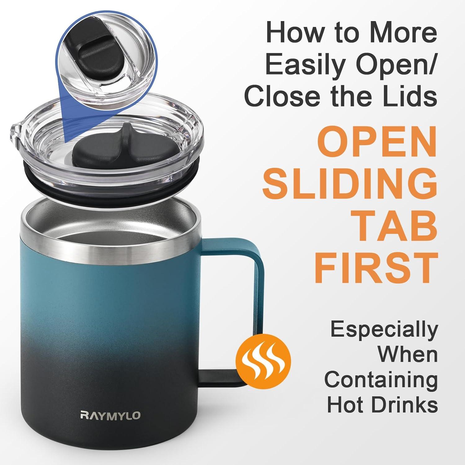 imageInsulated Coffee Mug 24 oz Double Wall Stainless Steel Coffee Mug with Lids LeakProof ampamp Detachable Slider Lid for Thorough Clean Keeps Coffee Cold for 9 Hrs Suitable for Camp Home OfficeIndigoBlack