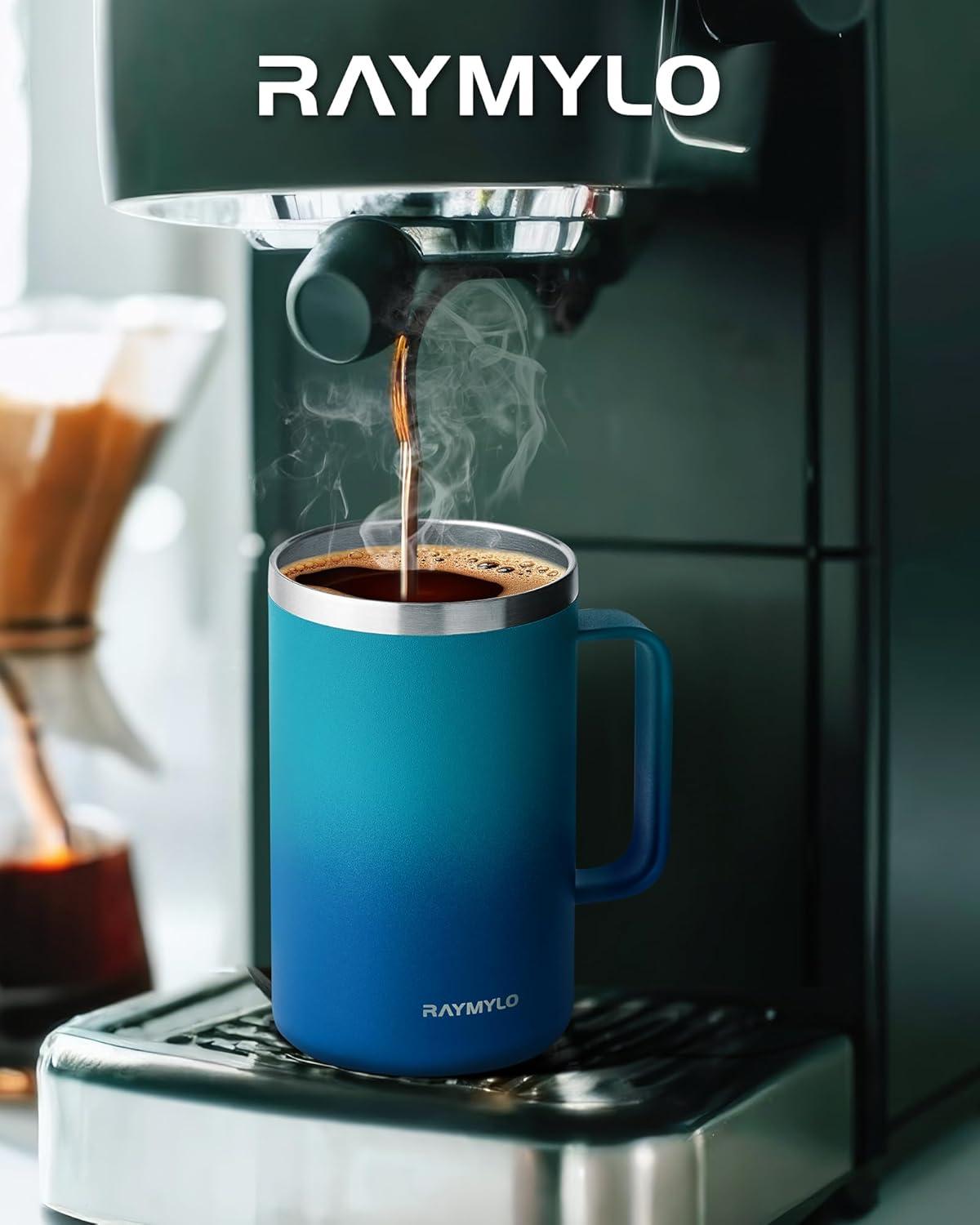 imageInsulated Coffee Mug 24 oz Double Wall Stainless Steel Coffee Mug with Lids LeakProof ampamp Detachable Slider Lid for Thorough Clean Keeps Coffee Cold for 9 Hrs Suitable for Camp Home OfficeCyan Blue