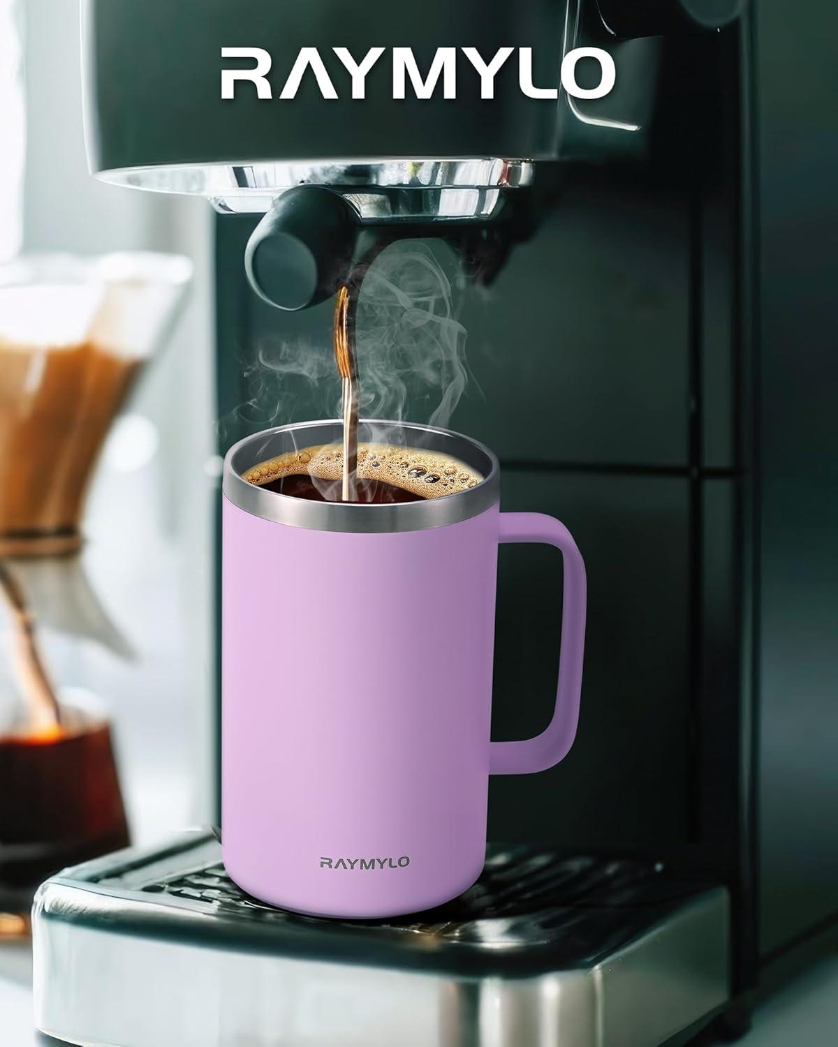 imageInsulated Coffee Mug 24 oz Double Wall Stainless Steel Coffee Mug with Lids LeakProof ampamp Detachable Slider Lid for Thorough Clean Keeps Coffee Cold for 9 Hrs Suitable for Camp Home OfficeLight Purple