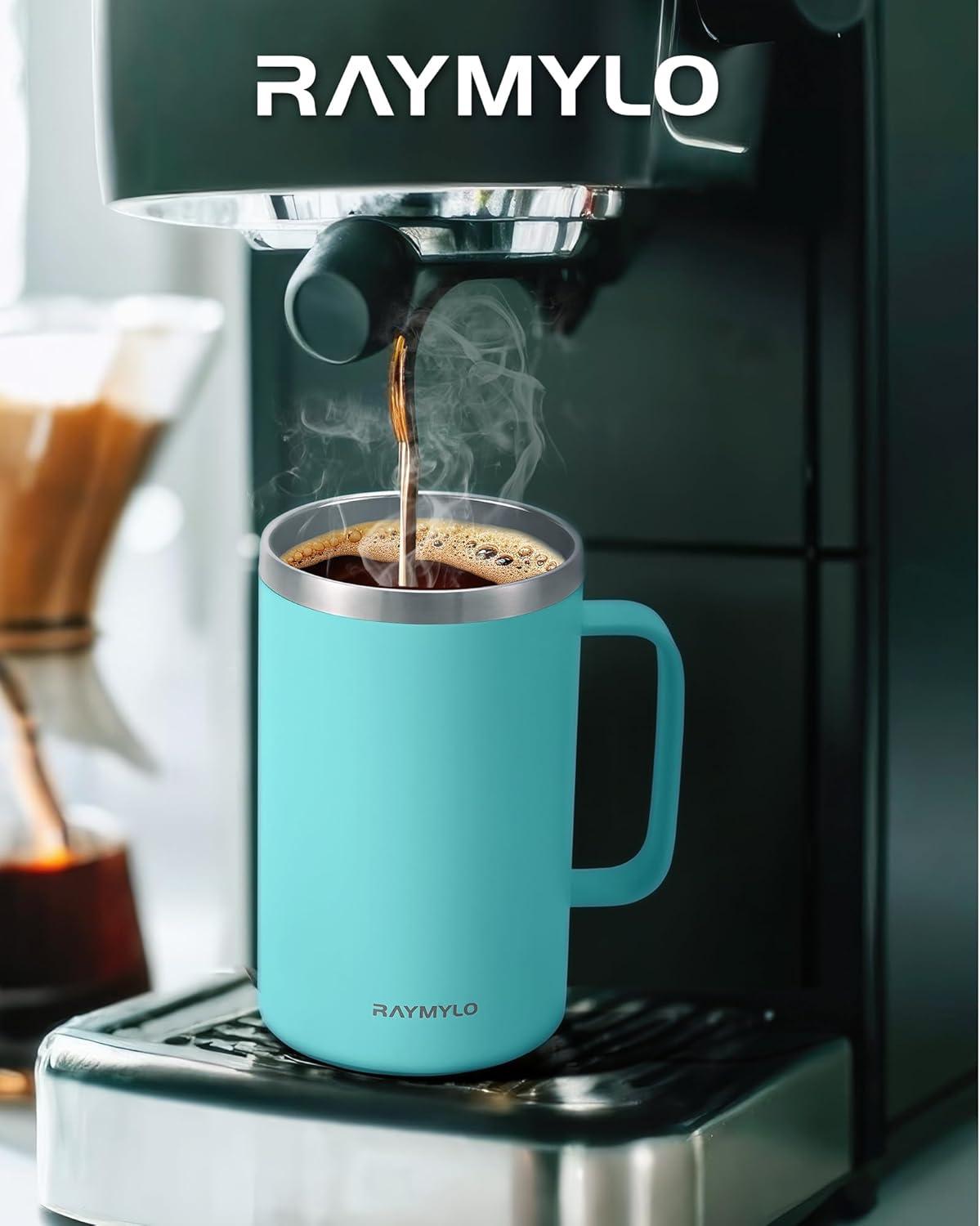 imageInsulated Coffee Mug 24 oz Double Wall Stainless Steel Coffee Mug with Lids LeakProof ampamp Detachable Slider Lid for Thorough Clean Keeps Coffee Cold for 9 Hrs Suitable for Camp Home OfficeSeafoam