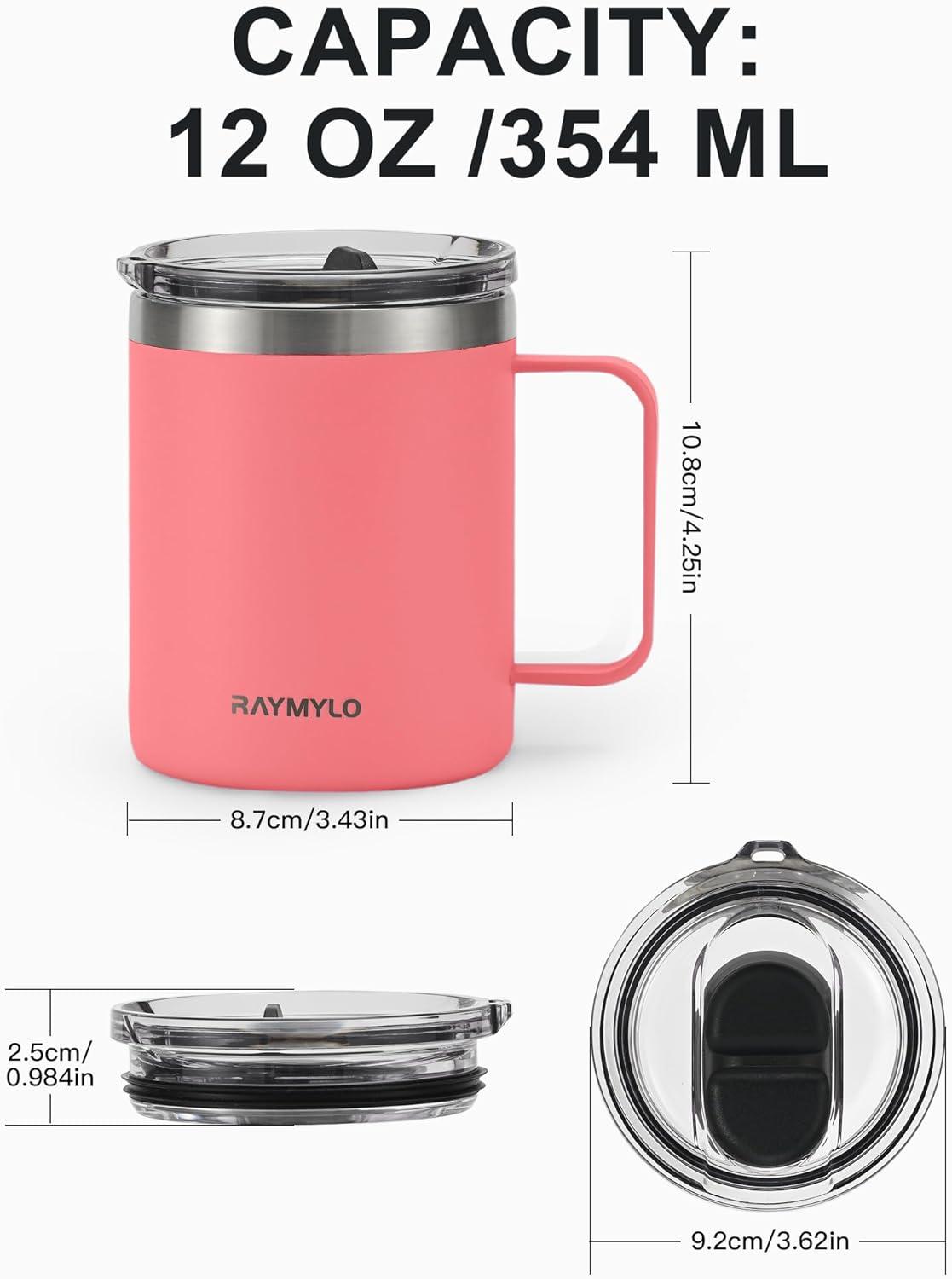 imageInsulated Coffee Mug 24 oz Double Wall Stainless Steel Coffee Mug with Lids LeakProof ampamp Detachable Slider Lid for Thorough Clean Keeps Coffee Cold for 9 Hrs Suitable for Camp Home OfficeRose Red