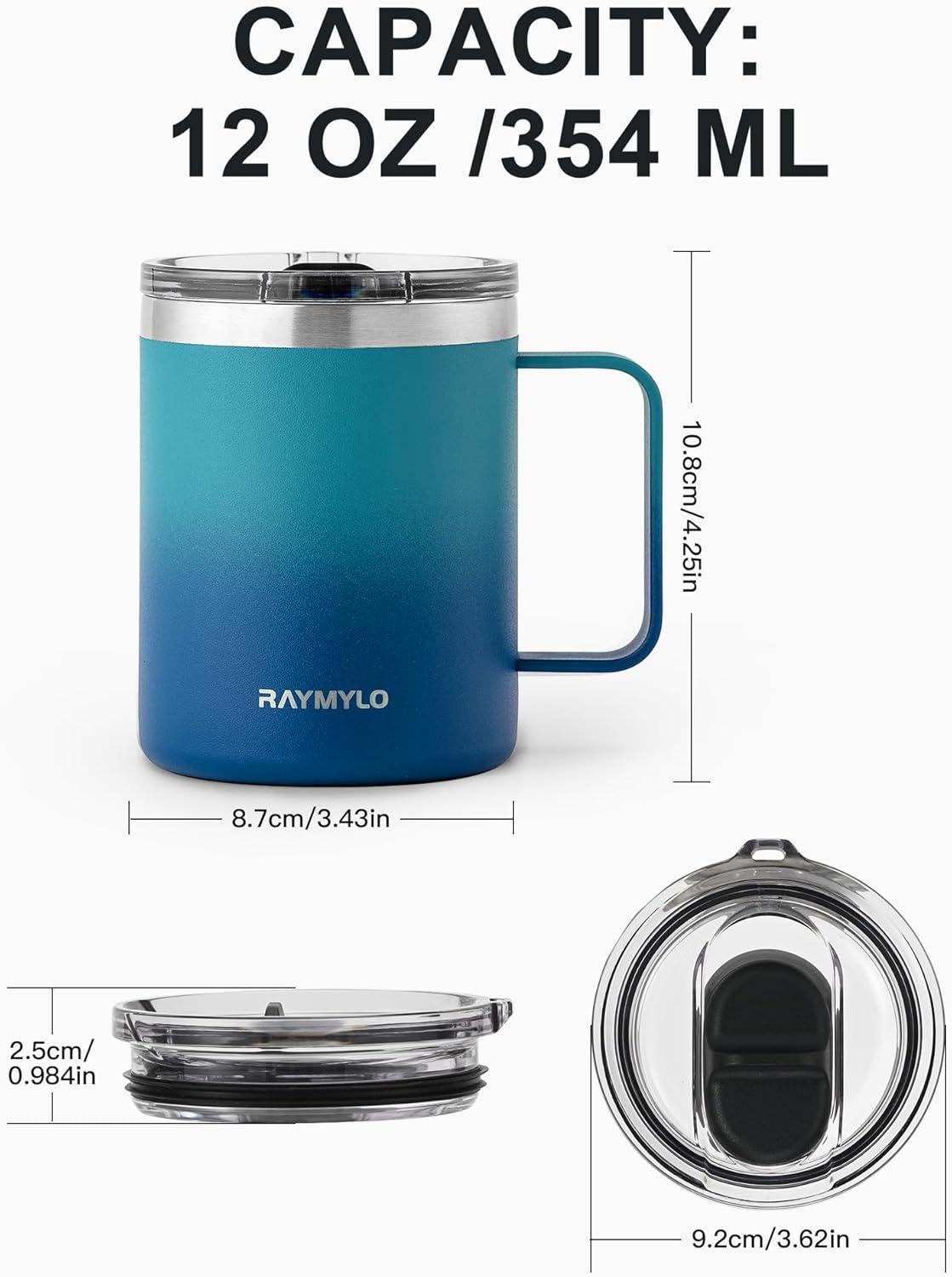 imageInsulated Coffee Mug 24 oz Double Wall Stainless Steel Coffee Mug with Lids LeakProof ampamp Detachable Slider Lid for Thorough Clean Keeps Coffee Cold for 9 Hrs Suitable for Camp Home OfficeCyan Blue