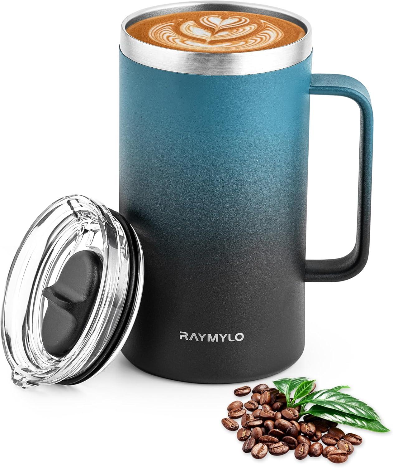 imageInsulated Coffee Mug 24 oz Double Wall Stainless Steel Coffee Mug with Lids LeakProof ampamp Detachable Slider Lid for Thorough Clean Keeps Coffee Cold for 9 Hrs Suitable for Camp Home OfficeIndigoBlack