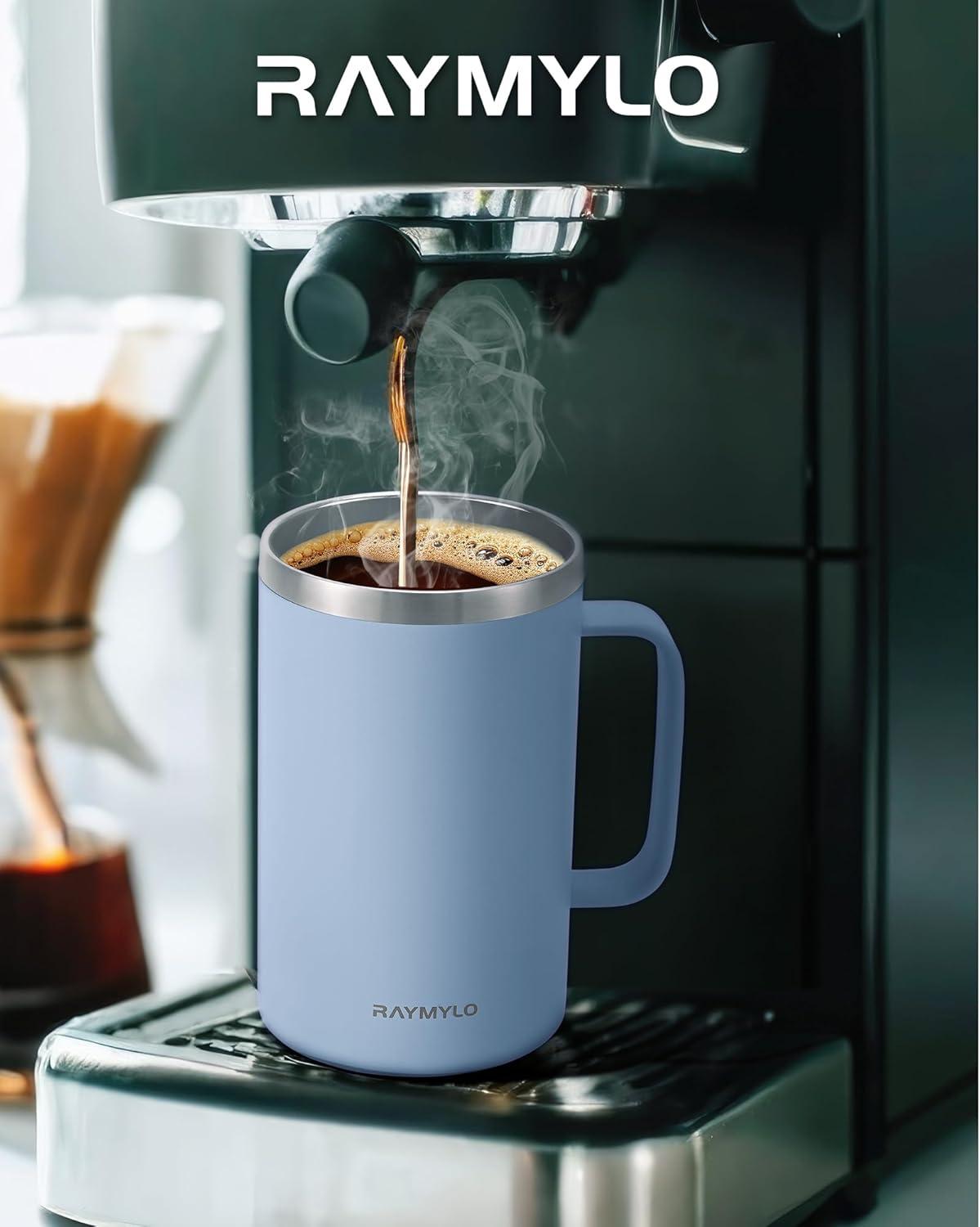 imageInsulated Coffee Mug 24 oz Double Wall Stainless Steel Coffee Mug with Lids LeakProof ampamp Detachable Slider Lid for Thorough Clean Keeps Coffee Cold for 9 Hrs Suitable for Camp Home OfficeAzure