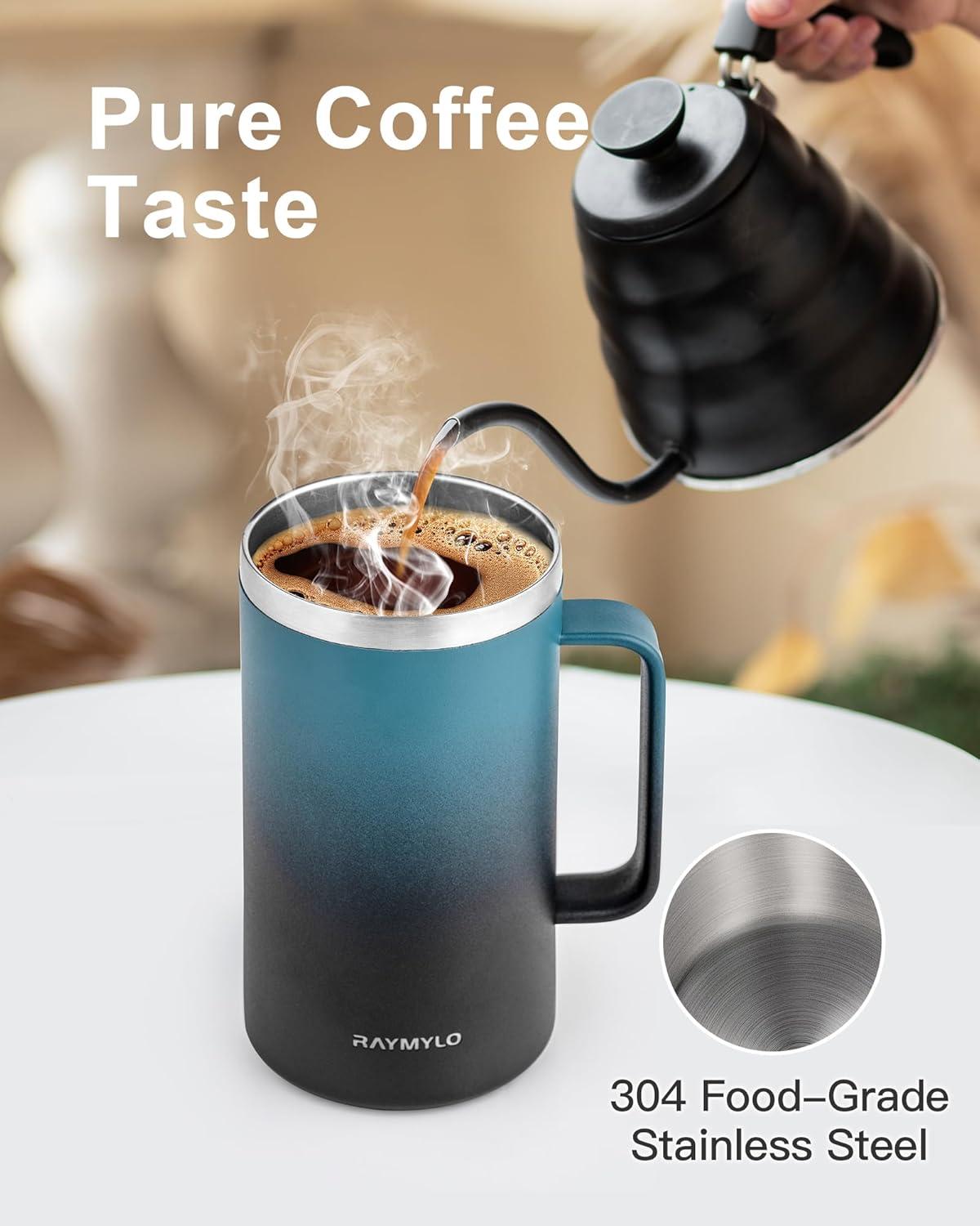 imageInsulated Coffee Mug 24 oz Double Wall Stainless Steel Coffee Mug with Lids LeakProof ampamp Detachable Slider Lid for Thorough Clean Keeps Coffee Cold for 9 Hrs Suitable for Camp Home OfficeIndigoBlack