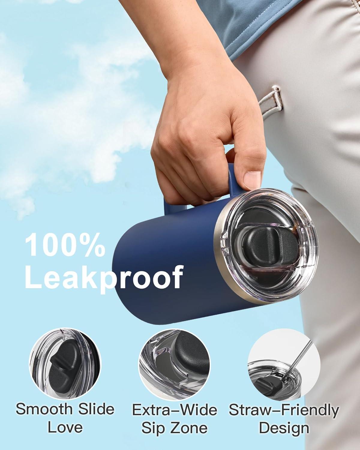 imageInsulated Coffee Mug 24 oz Double Wall Stainless Steel Coffee Mug with Lids LeakProof ampamp Detachable Slider Lid for Thorough Clean Keeps Coffee Cold for 9 Hrs Suitable for Camp Home OfficeNavy Blue