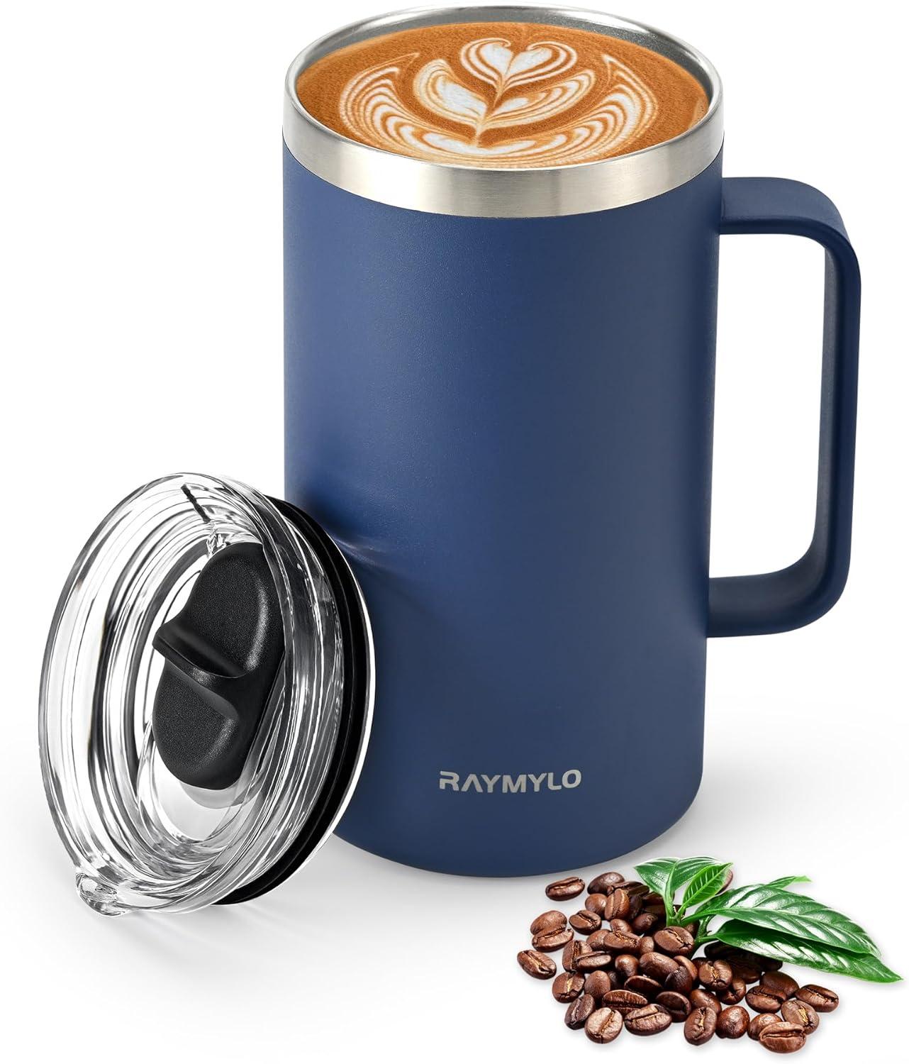 imageInsulated Coffee Mug 24 oz Double Wall Stainless Steel Coffee Mug with Lids LeakProof ampamp Detachable Slider Lid for Thorough Clean Keeps Coffee Cold for 9 Hrs Suitable for Camp Home OfficeNavy Blue