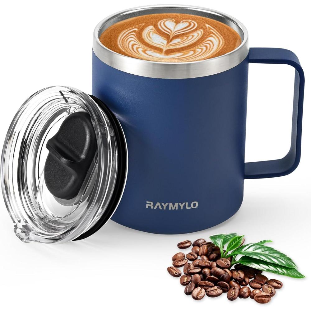imageInsulated Coffee Mug 24 oz Double Wall Stainless Steel Coffee Mug with Lids LeakProof ampamp Detachable Slider Lid for Thorough Clean Keeps Coffee Cold for 9 Hrs Suitable for Camp Home OfficeNavy Blue