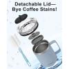 Insulated Coffee Mug 24 oz, Double Wall Stainless Steel Coffee Mug with Lids, Leak-Proof & Detachable Slider Lid for Thorough Clean, Keeps Coffee Cold for 9 Hrs, Suitable for Camp Home Office(Sky Blue)