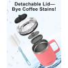 Insulated Coffee Mug 24 oz, Double Wall Stainless Steel Coffee Mug with Lids, Leak-Proof & Detachable Slider Lid for Thorough Clean, Keeps Coffee Cold for 9 Hrs, Suitable for Camp Home Office(Rose Red)