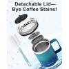 Insulated Coffee Mug 24 oz, Double Wall Stainless Steel Coffee Mug with Lids, Leak-Proof & Detachable Slider Lid for Thorough Clean, Keeps Coffee Cold for 9 Hrs, Suitable for Camp Home Office(Cyan Blue)
