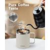 Insulated Coffee Mug 24 oz, Double Wall Stainless Steel Coffee Mug with Lids, Leak-Proof & Detachable Slider Lid for Thorough Clean, Keeps Coffee Cold for 9 Hrs, Suitable for Camp Home Office(Almond)
