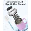 Insulated Coffee Mug 24 oz, Double Wall Stainless Steel Coffee Mug with Lids, Leak-Proof & Detachable Slider Lid for Thorough Clean, Keeps Coffee Cold for 9 Hrs, Suitable for Camp Home Office(Light Purple)