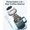 Insulated Coffee Mug 24 oz, Double Wall Stainless Steel Coffee Mug with Lids, Leak-Proof & Detachable Slider Lid for Thorough Clean, Keeps Coffee Cold for 9 Hrs, Suitable for Camp Home Office(Indigo/Black)
