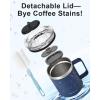 Insulated Coffee Mug 24 oz, Double Wall Stainless Steel Coffee Mug with Lids, Leak-Proof & Detachable Slider Lid for Thorough Clean, Keeps Coffee Cold for 9 Hrs, Suitable for Camp Home Office(Navy Blue)