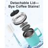 Insulated Coffee Mug 24 oz, Double Wall Stainless Steel Coffee Mug with Lids, Leak-Proof & Detachable Slider Lid for Thorough Clean, Keeps Coffee Cold for 9 Hrs, Suitable for Camp Home Office(Seafoam)