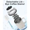 Insulated Coffee Mug 24 oz, Double Wall Stainless Steel Coffee Mug with Lids, Leak-Proof & Detachable Slider Lid for Thorough Clean, Keeps Coffee Cold for 9 Hrs, Suitable for Camp Home Office(Almond)