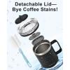 Insulated Coffee Mug 24 oz, Double Wall Stainless Steel Coffee Mug with Lids, Leak-Proof & Detachable Slider Lid for Thorough Clean, Keeps Coffee Cold for 9 Hrs, Suitable for Camp Home Office(Magic Black)