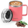 Insulated Coffee Mug 24 oz, Double Wall Stainless Steel Coffee Mug with Lids, Leak-Proof & Detachable Slider Lid for Thorough Clean, Keeps Coffee Cold for 9 Hrs, Suitable for Camp Home Office(Rose Red)