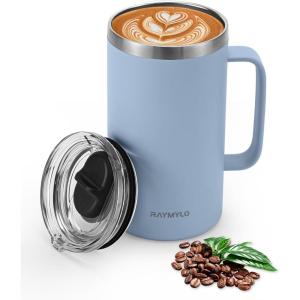 Insulated Coffee Mug 24 oz, Double Wall Stainless Steel Coffee Mug with Lids, Leak-Proof & Detachable Slider Lid for Thorough Clean, Keeps Coffee Cold for 9 Hrs, Suitable for Camp Home Office(Azure)
