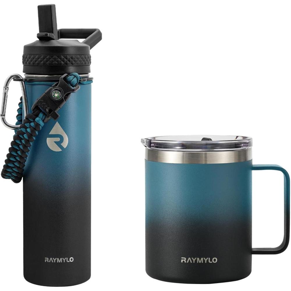imageInsulated Water Bottle 20oz IndigoBlack  Insulated Coffee Mug 12oz IndigoBlack