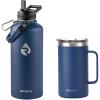 Insulated Water Bottle 87oz (Navy Blue) + Insulated Coffee Mug 24oz (Navy Blue)