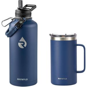 Insulated Water Bottle 87oz (Navy Blue) + Insulated Coffee Mug 24oz (Navy Blue)