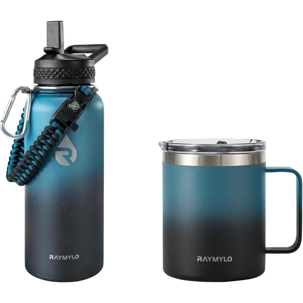 imageInsulated Water Bottle 32oz IndigoBlack  Insulated Coffee Mug 12oz IndigoBlack