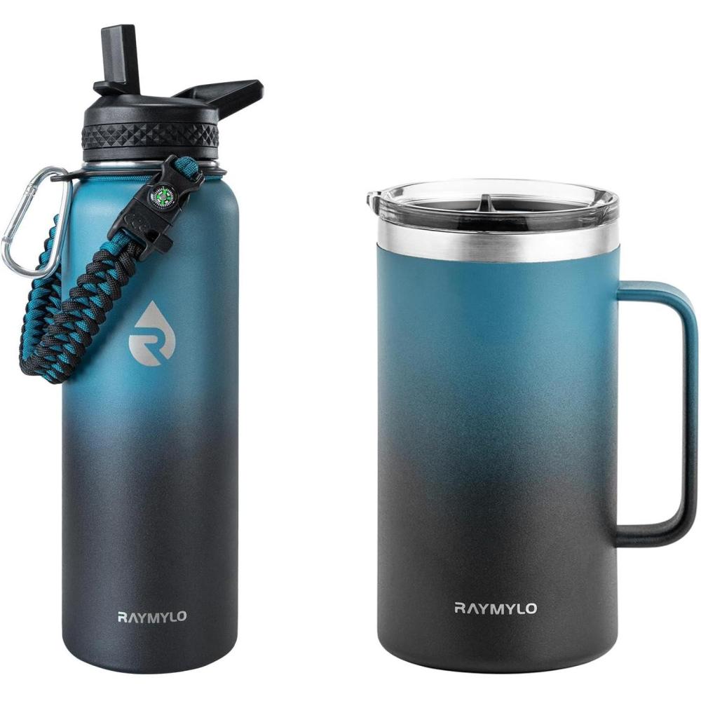 imageInsulated Water Bottle 40oz IndigoBlack  Insulated Coffee Mug 24oz IndigoBlack