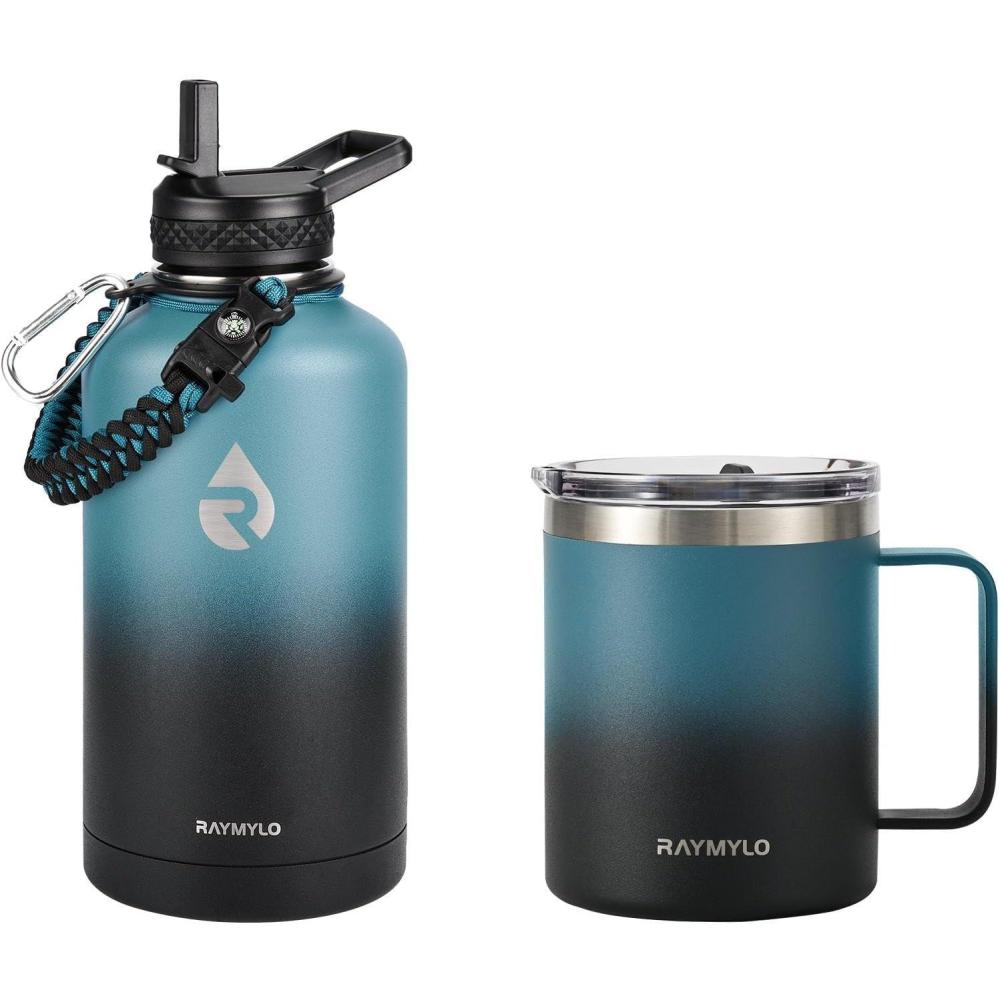 imageInsulated Water Bottle 64oz IndigoBlack  Insulated Coffee Mug 12oz IndigoBlack
