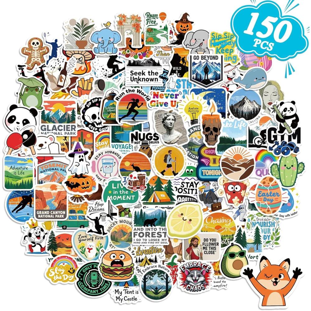imageStickers for Adults and Kids Waterproof Vinyl Stickers for Water Bottle amp Phone Cases amp Laptop amp Skateboard amp Luggage Cute Funny Aesthetic Stickers 150 PCSMixed Themes