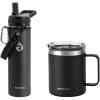 Insulated Water Bottle 20oz (Magic Black) + Insulated Coffee Mug 12oz (Magic Black)